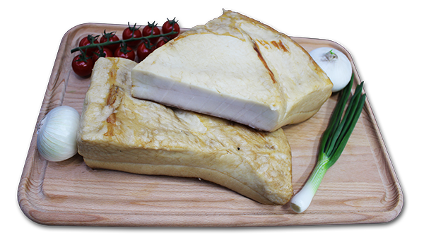 Údená domáca slanina s kožou - biela (cena za 1kg)